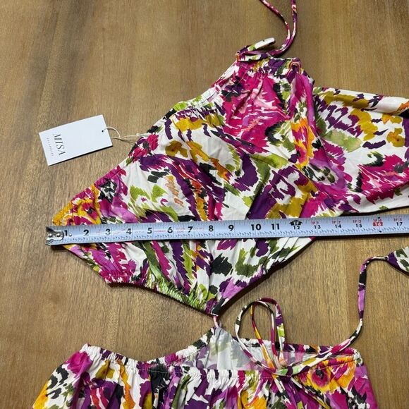 Misa Mahika Maxi Dress XS Floral Multicolor One Shoulder Adjustable Waist Tie - Picture 3 of 11